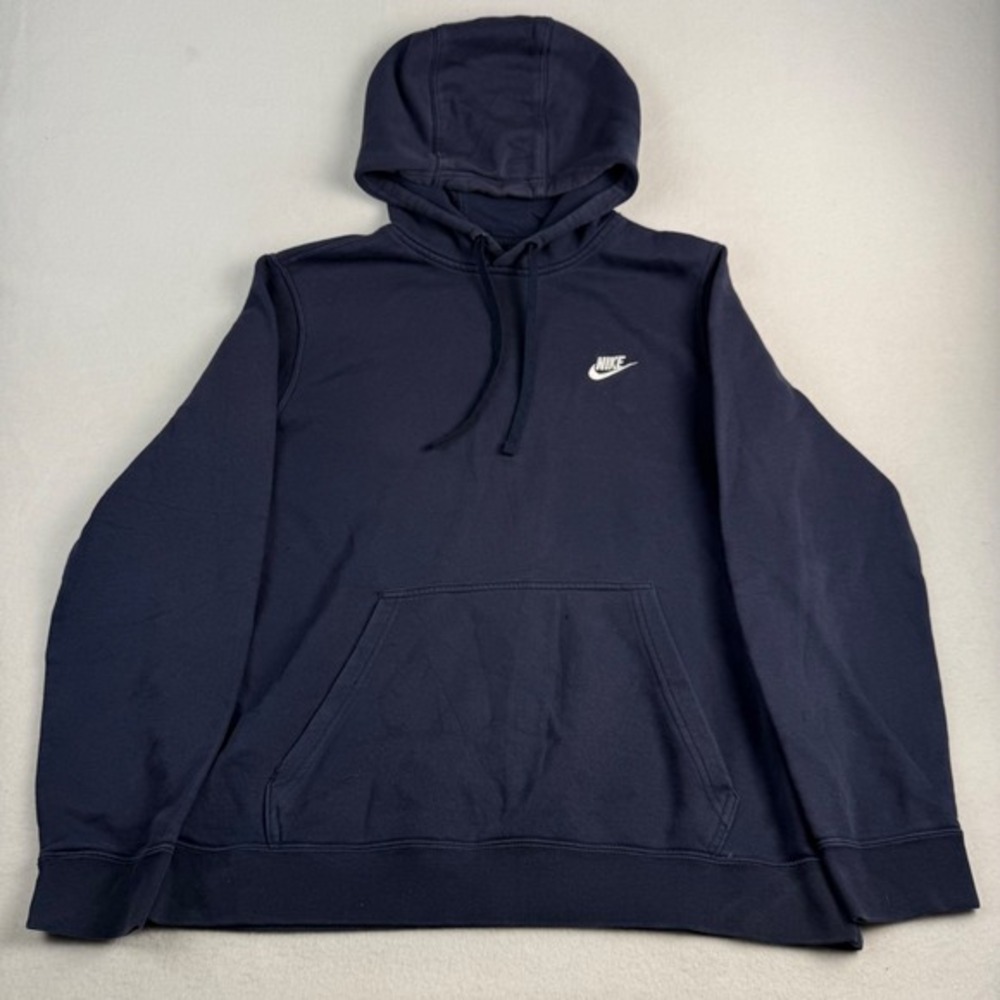 Nike Mens Sportswear Club Fleece Pullover Hoodie Navy Blue Logo Large BV2654-410